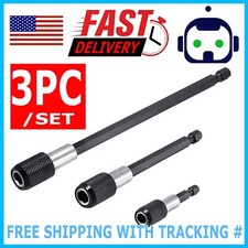 3pc Screwdriver Extension Drill Bit Holder Quick Release 1/4 Hex Shank Magnetic