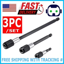 3pc Screwdriver Extension Drill Bit Holder Quick Release 1/4 Hex Shank Magnetic