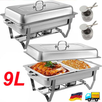 9L Chafing Dish Speisenwärmer Edelstahl Warmhaltebehälter Set Faltbaren Beinen D