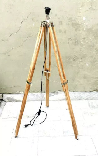 Nautical Teak Wood Adjustable Tripod Vintage Floor Stand Antique Style Tripod - Picture 4 of 7
