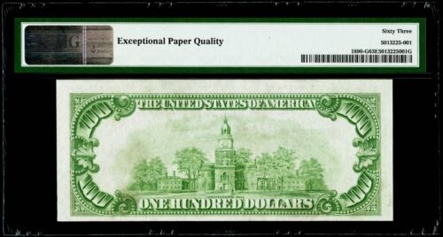 $100 1929 Federal Reserve Bank Note Chicago Fr#1890-G PMG 63 EPQ Choice UNC - Picture 2 of 3