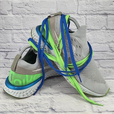 Nike Epic React Flyknit 2 Green Blue Men Size 9.5 Seahawk Run Walk Jog Gym Shoes