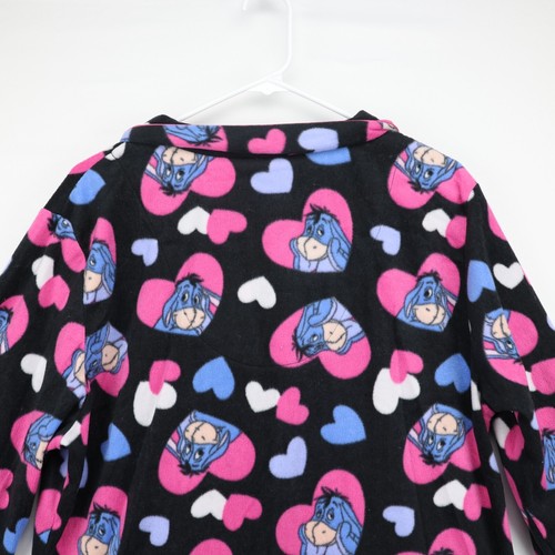 Women’s Disney Store Pajama Set Sz XL Eeyore Hearts Collared Long Sleeve Fleece - Picture 9 of 18