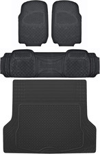 OF-713 Diamond Grid Rubber Car Floor Mats, Universal Front  Rear Combo Set with