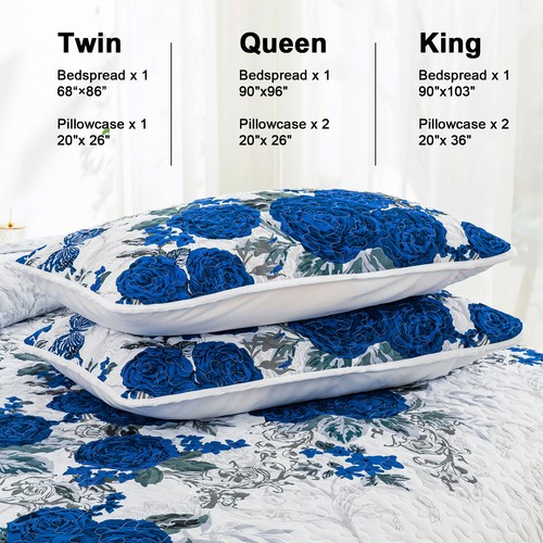 Bohemia Floral Quilted Coverlet Patchwork Comforter Bedspread Set Rug Queen Size - Picture 174 of 207