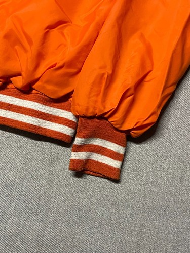Vintage Chalk Line Bomber Jacket Mens Small Orange Satin Snap Made In USA Blank - Picture 3 of 13