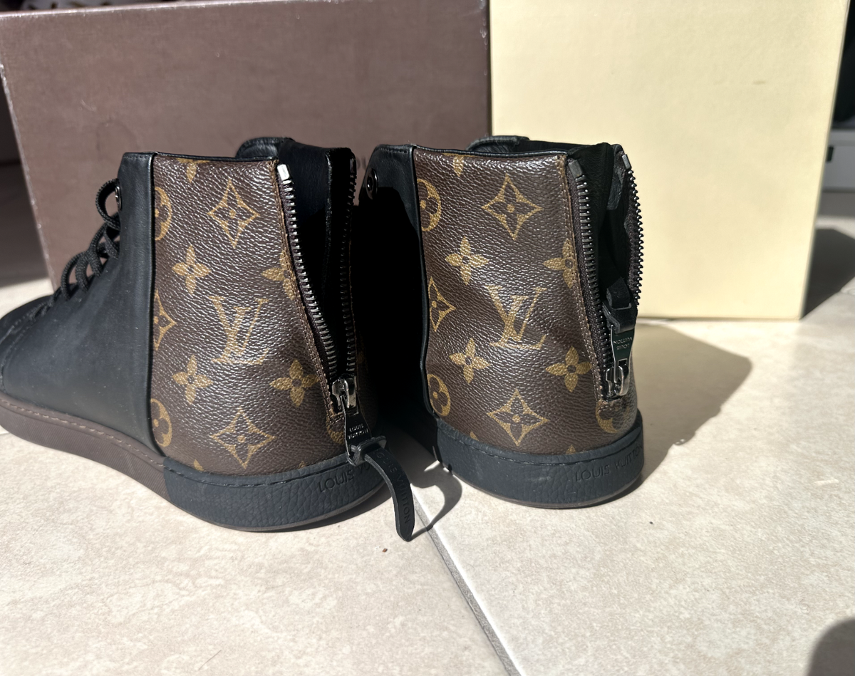 Louis Vuitton Black High Top Sneaker with Zipper Back | eBay