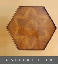 WOW! MARQUETRY ROSEWOOD! BRANDT HEXAGON SIDE TABLE! STAND COCKTAIL WOOD MCM VTG