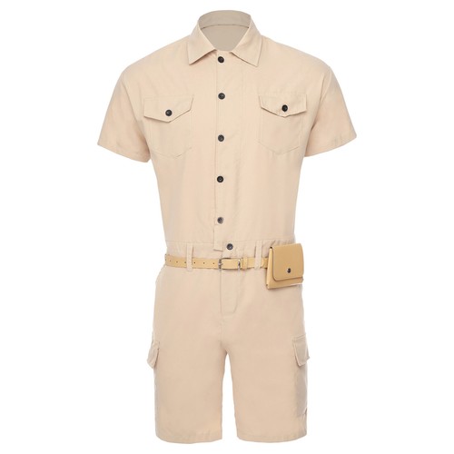 Mens Jumpsuit Workwear Bodysuit Bottom Rompers One Piece Cargo Casual Wear Navy - Picture 10 of 26