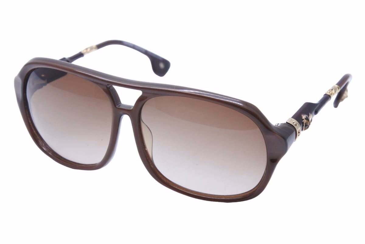 Chrome Hearts HOT COOTER CH Cross Sunglasses 63□13 Brown Frame 5.5cm x 7cm Len