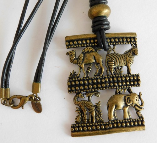 Chico's Long Cord Necklace with African Animal Pendant - Picture 2 of 5