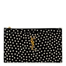 Brand New! Rare! Saint Laurent Ysl Monogram Polka-dot Zip Bill Pouch Bag Clutch