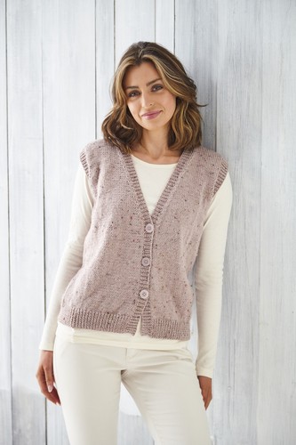 Double Knit Easy Waistcoat Ladies Knitting Pattern King Cole 6091 - Picture 4 of 5