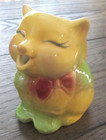 Vtg Shawnee Pottery #85 Kitty Cat Creamer Pitcher Yellow & Green W Red Accents — photo 1