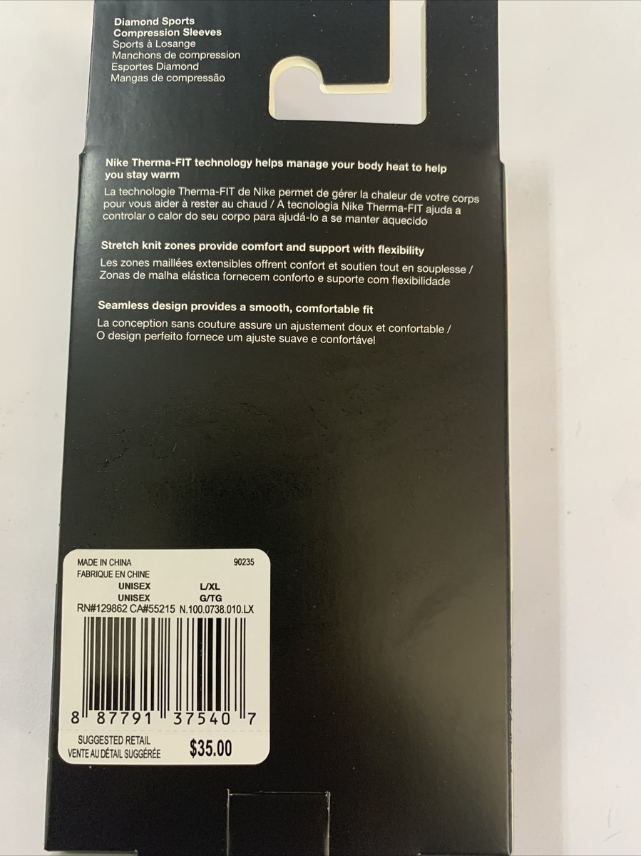 Nike Pro Therma-FIT compression sleeves. 2-Pack Black L-XL Brand