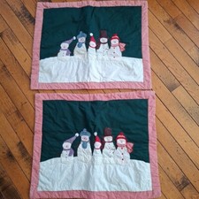 Christmas winter snowman applique pillow Shams cases multicolor country Gingham