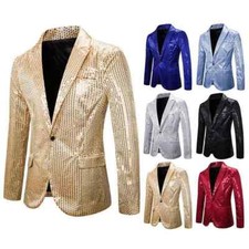 giacca smoking uomo elegante oro sera evento bottone slim moda uomo 1122
