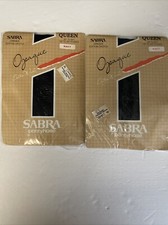 Sabra Women's Queen Size Navy Opaque Cotton Crotch Pantyhose NOS Lot Of 2