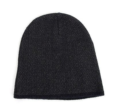 New Gucci Dark Blue Wool Cashmere Knit Beanie Hat w/Logo