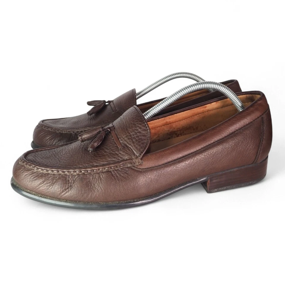 Mocasines sin cordones Thom McAn Tassel de cuero de grano completo marrón 84815 para hombre 13 Foto 2 de 4