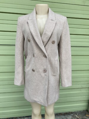 NWD ZARA WOMAN Beige SOFT COAT Double-breasted Pockets Long Sleeve S READ* Y271J