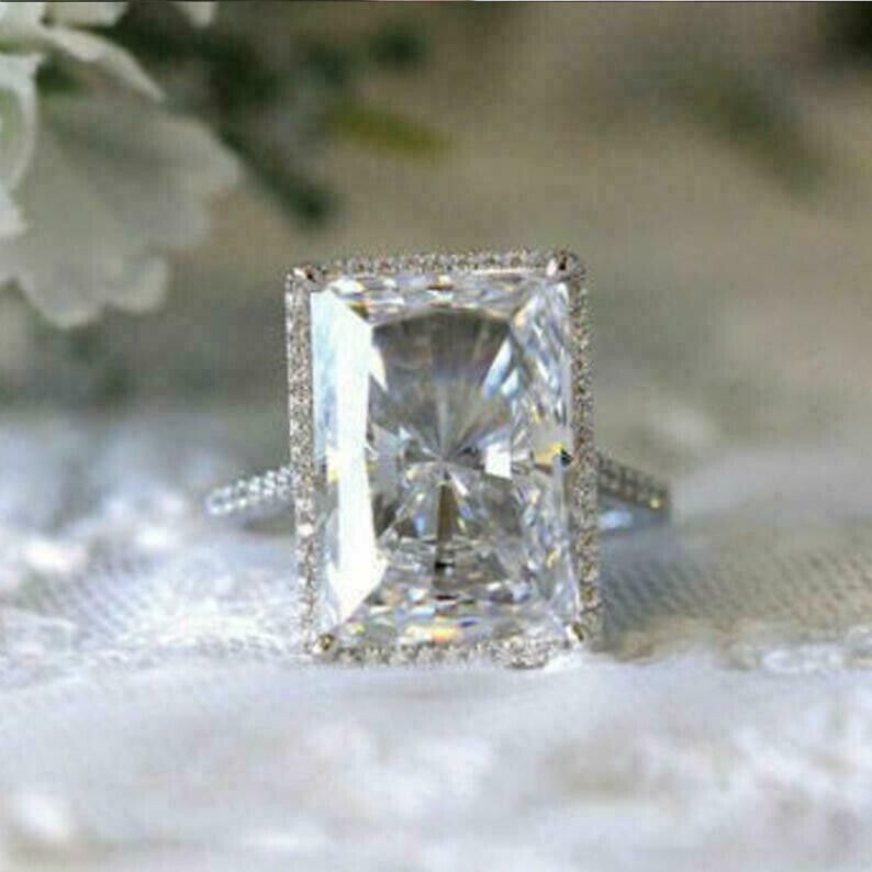 Cocktail Engagement Ring 2.3 Ct Radiant Cut Lab Created Diamond 10k White Gold-image
