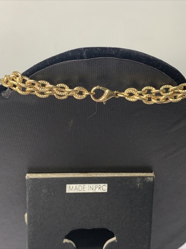 Chunky Gold Toned Rectangle Beaded Bib Statement Necklace 17” Multicolored-C-144 - Picture 3 of 3