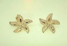 13.5MM SOLID 14K YELLOW GOLD DC TEXTURED HAWAIIAN STARFISH POST STUD EARRINGS