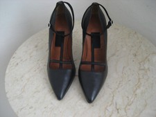 NW AUTH LANVIN POINTED T-STRAP POINTED LEATH PUMPS SZ'38"1/2RET898 WOW