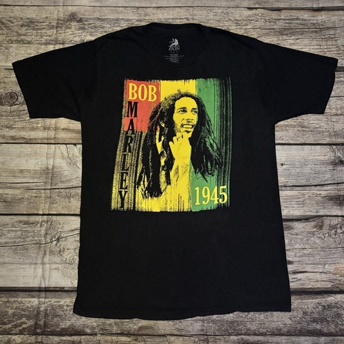 Bob Marley Zion Rootswear 1945 Retro schwarzes T-Shirt Herren Größe Large - Bild 1 von 6