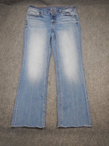 Maurices Mid Rise Slim Boot Jeans Women's Size 16W Light Blue Denim Raw Hem - Picture 1 of 10