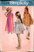 8524 Vintage Simplicity Sewing Pattern 1960s Girls Dress Two  Lengths OOP Sew