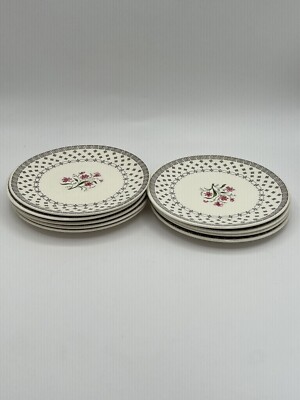(Lot Of 9) 5 Snack Plates & 4 Cup Saucers Cunningham & Pickett Hand Decorated
