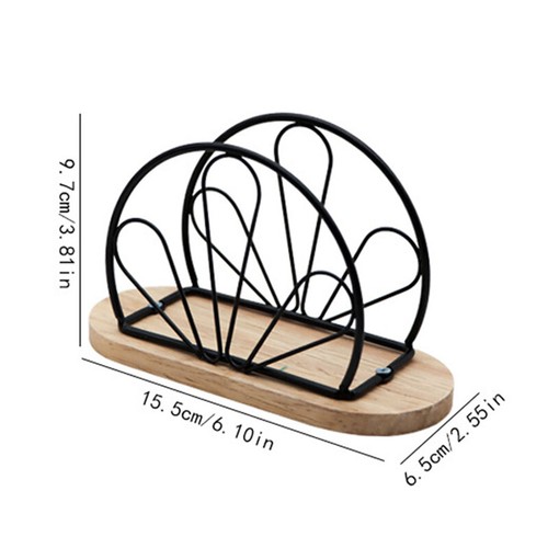 Creative Napkin Holder Desktop Tissue Organizer Paper Storage with Wood Base. - Picture 17 of 19