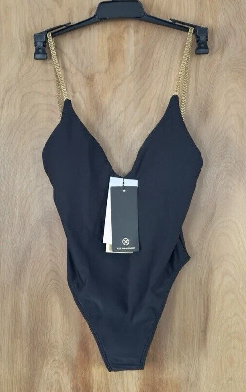 Maiô Vix Paula Hermanny gola redonda alça corrente melodia sólida peça única tamanho P - Imagem 3 de 4