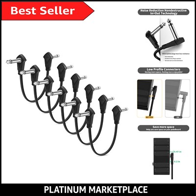Langlebige flache Gitarren-Patchkabel - 6er-Pack 3 Zoll rechtwinkliges Design für Pedale