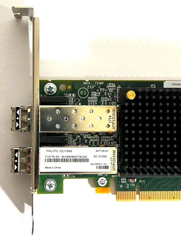 EMULEX LPE16002 16Gb Fiber Channel Dual Port HBA w/ 2x 16G SFPs LENOVO 00JY849 - Image 3 of 4