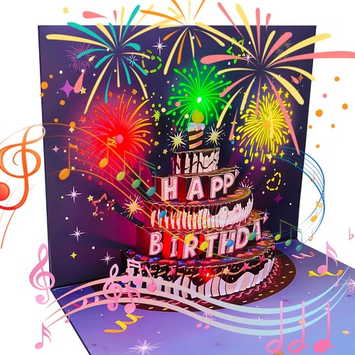 Tarjetas de cumpleaños emergentes 3D: tarjetas de felicitación musicales e iluminadas para todos - Imagen 6 de 16