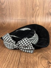 Vintage Black And White Velvet Baby Hat With Bow 12 Months Size. Made In USA.