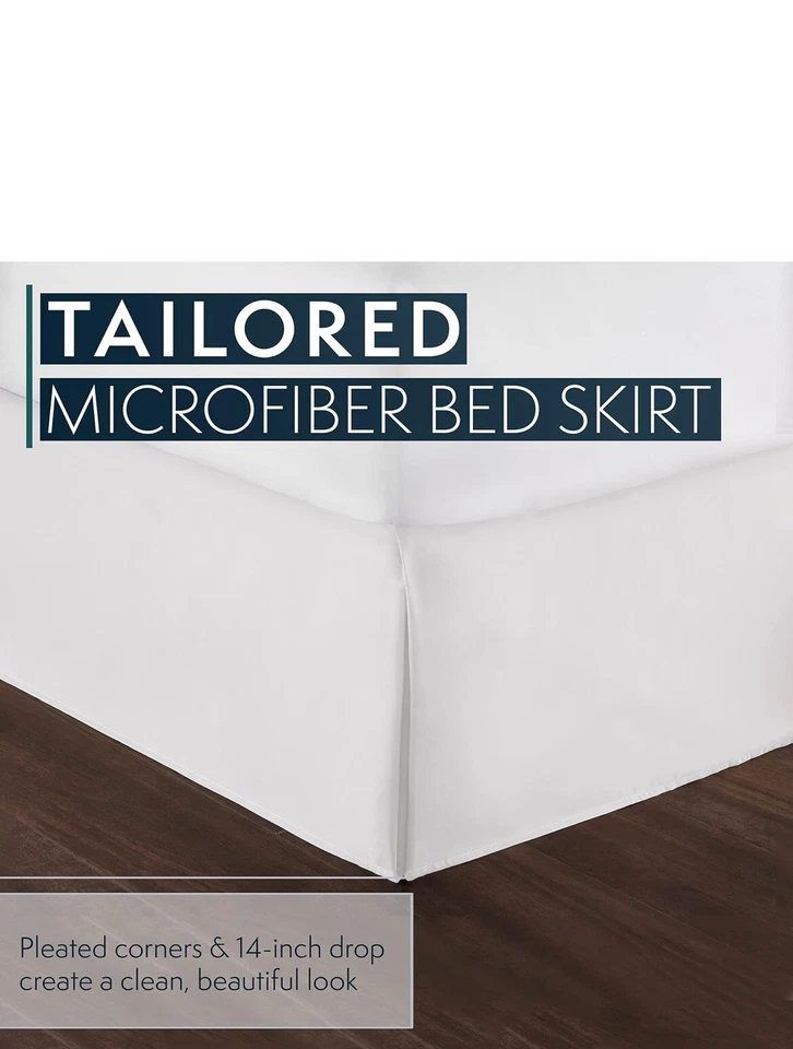 HC Collection Bed Skirt Full Bed Soft Microfiber Box Spring Cover 14" Inch Drop - Image 2 of 4