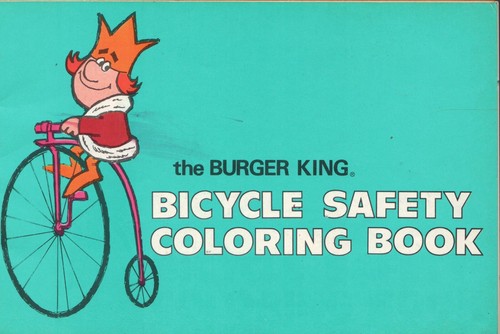 RARE BURGER KING Bicycle Safety Coloring Book Unused 1970s Original - Bild 1 von 2