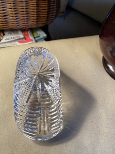 Marked Waterford Heavy Baby Shoe bootie Paperweight In Crystal Gorgeous - Picture 2 of 4