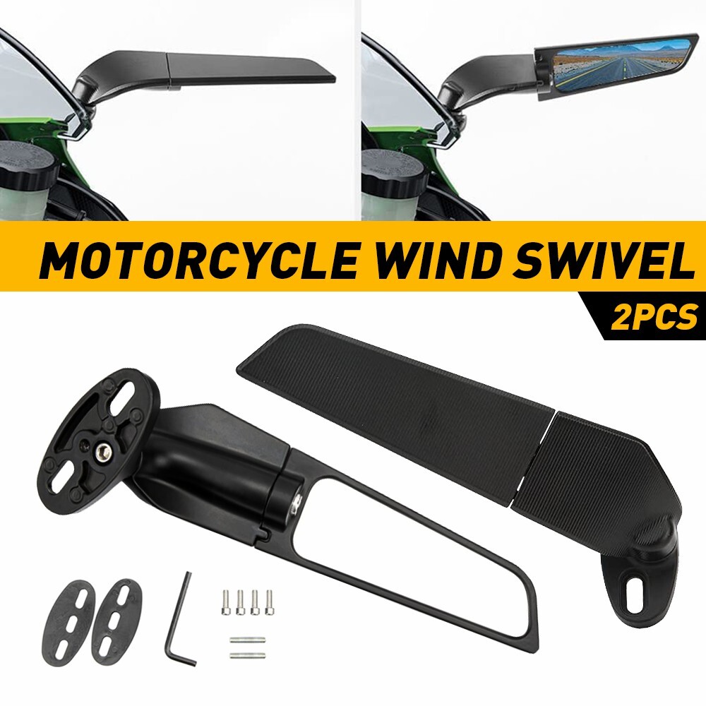 Wind Swivel Wing Fin Rear View Side Mirror for Honda Yamaha SuzUSi Motorcycle