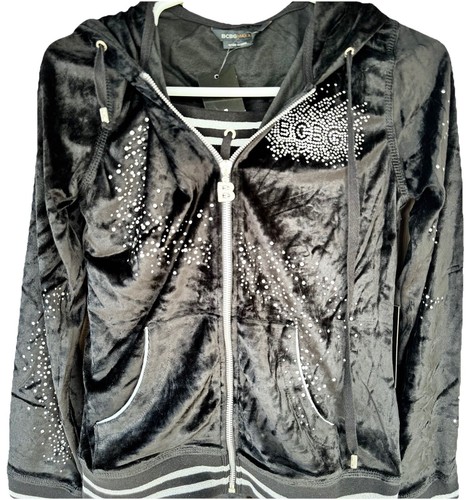 BCBGMAXAZRIA Trainingsanzug neu mit Etikett (140 $) 2-teilig Strass Reißverschluss Hoodie/Capri Bein Hose S - Bild 2 von 10