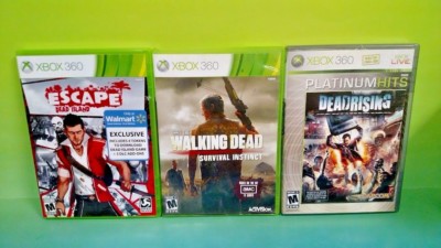 Dead Rising Escape Dead Island, Walking Dead Instinct Zombie Horror Lot XBOX 360