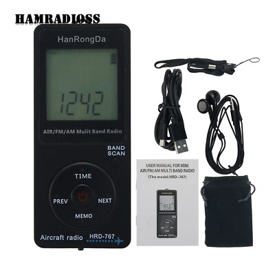 HRD-767 Aircraft Radio Mini Aviation Radio Pocket FM AM Air Multiband Radio