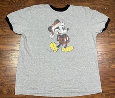 vintage mickey mouse walt disney worlds ringer t shirt XL gray N3