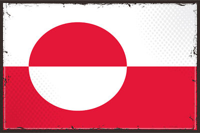 Holzschild 18x12 Grönlands Retro Flag Greenland Wand Deko Bar Kneipe Sammler Ges