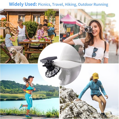 Mini Portable Solar Powered Fan Stroller Mountable Wide Brim Hat Stroller Fan - Picture 11 of 12