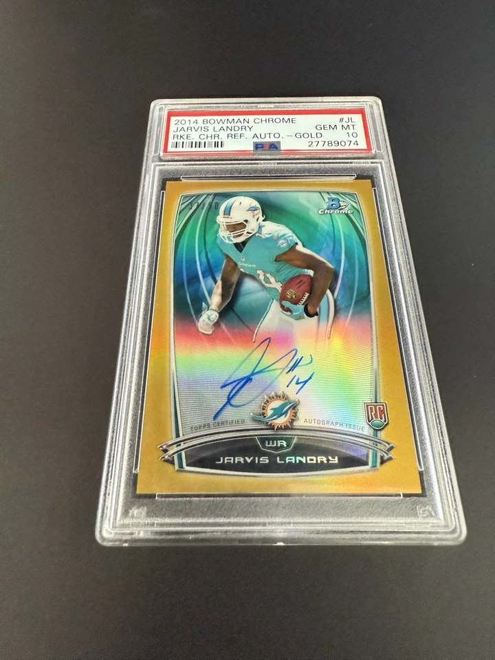 2014 Bowman Chrome Jarvis Landry Auto /50 Gold Refractor Rookie Miami PSA 10 - Image 4 of 4